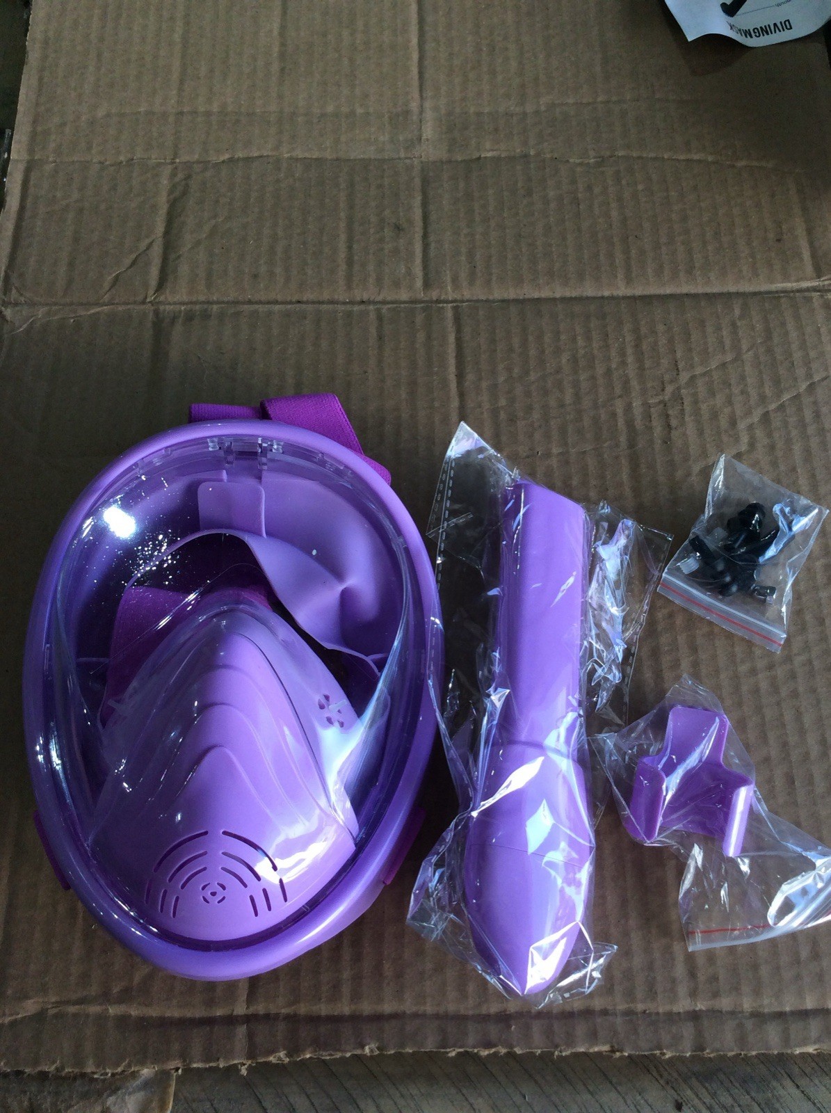 Full Face Snorkel Diving Mask XS – Purple Anti-Fog Swim Gear with Accessories