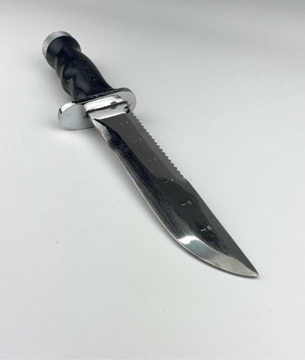 Vintage Aqua Lung US Divers Sea Hawk Stainless Steel Dive Knife Japan w/ Sheath