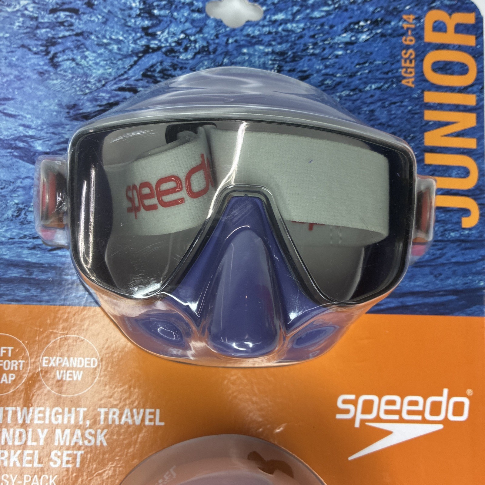 Speedo Junior Travel Mask and Snorkel Set – Blue/Grey/Coral: Speedo Goggles Ages