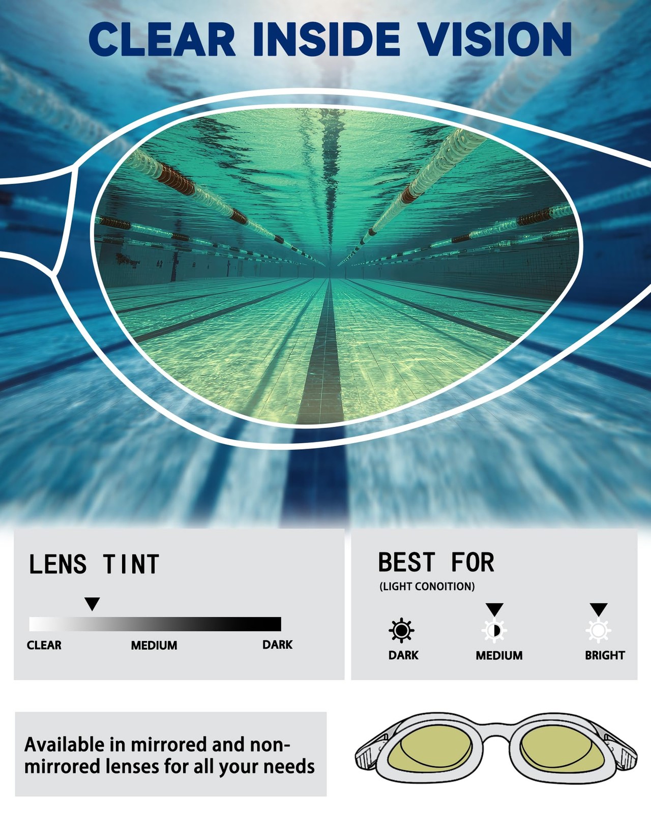 Seago Racing Swim Goggles for Adult Men and Women, One Size, Black & White a