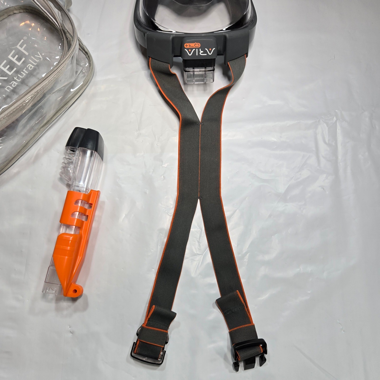 Ocean Reef Aria QR+ Full Face Snorkel Mask Black Orange Medium Large with Case