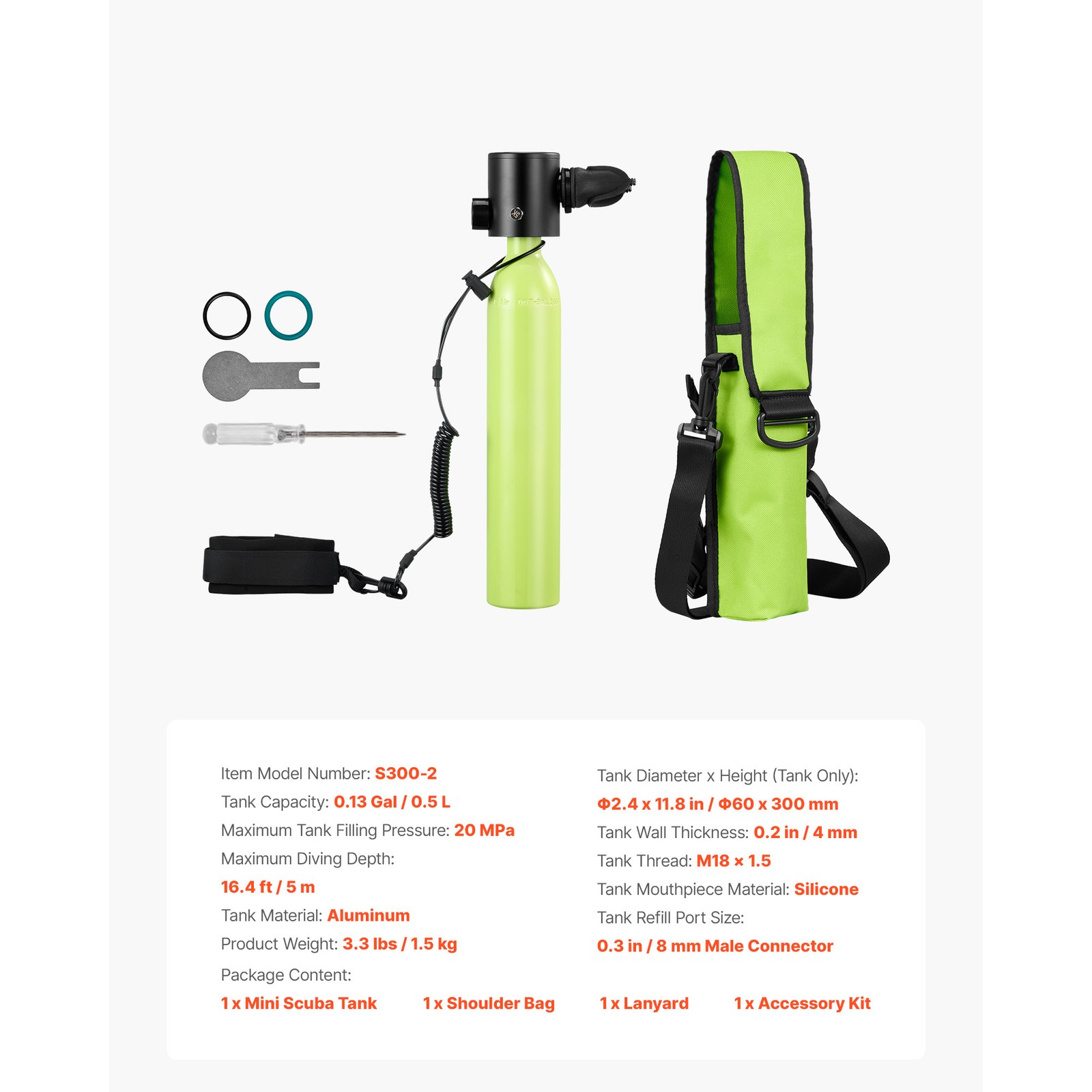 Uimoso Mini Scuba Tank 0.5L Portable Diving Cylinder with Carry Bag and Lanyard