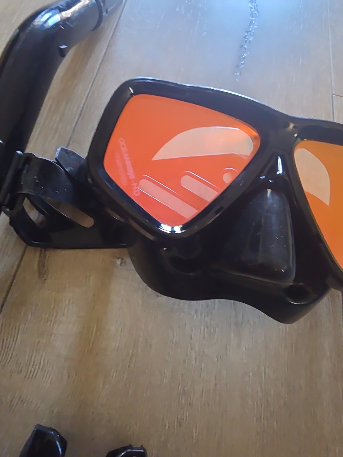 Oceanways SeeSharp HD Dive Mask Snorkel Set Black Tempered Glass Adult Scuba
