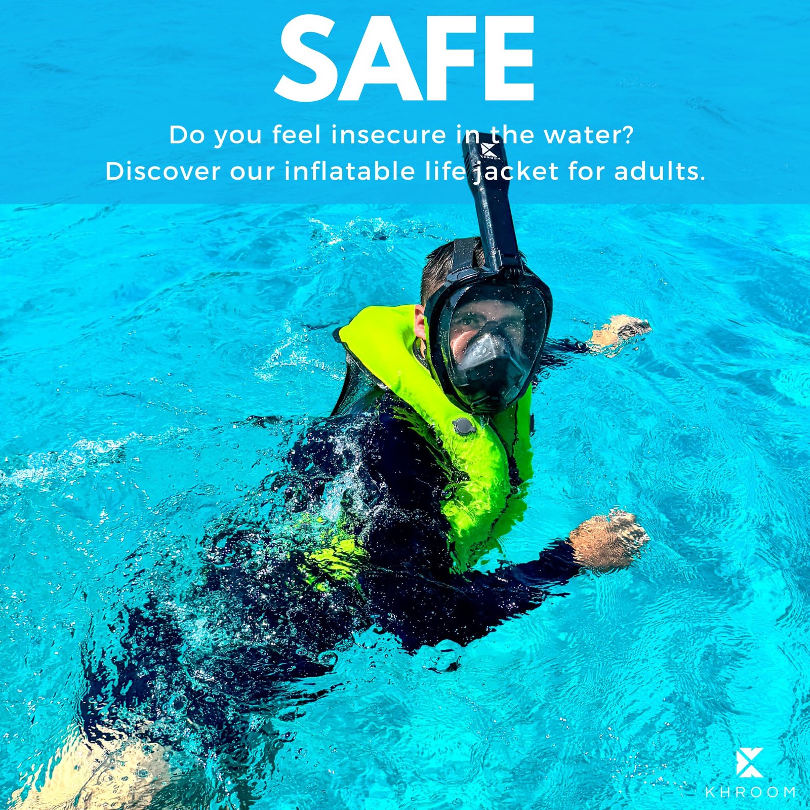 Khroom Full Face Snorkel Mask Adults Co2-Safe Snorkeling Mask For Adults 3X