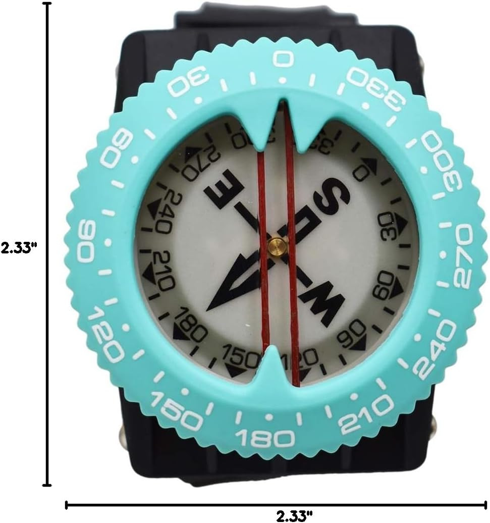 Diving Compass (Wrist/Bungee Mount) – Easy-To-Read Underwater Navigation Tool fo