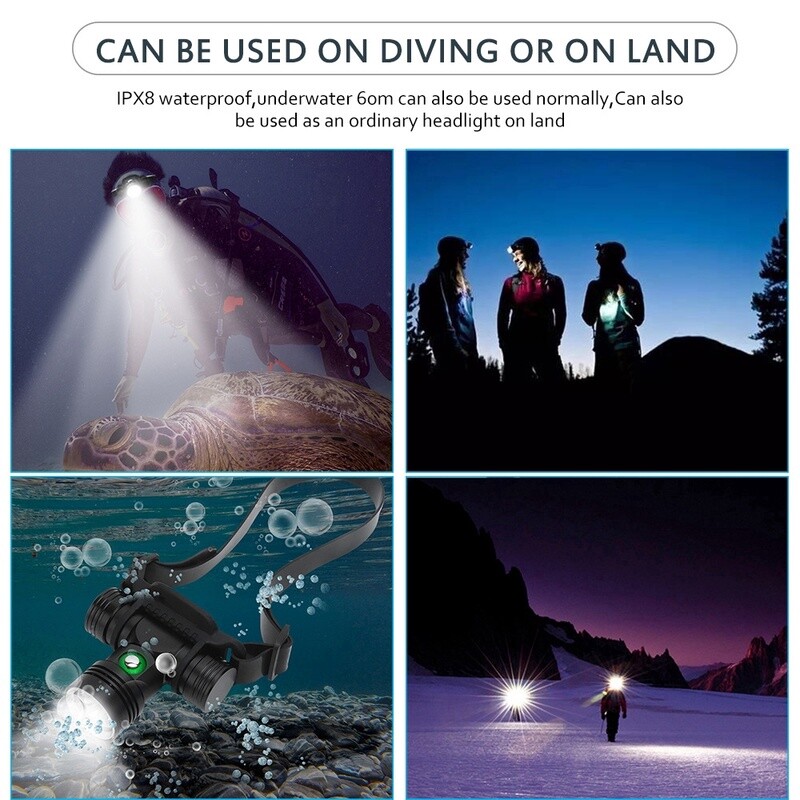400000LM Led Diving Headlamp Underwater Headlight Waterproof IPX8 Head Torch