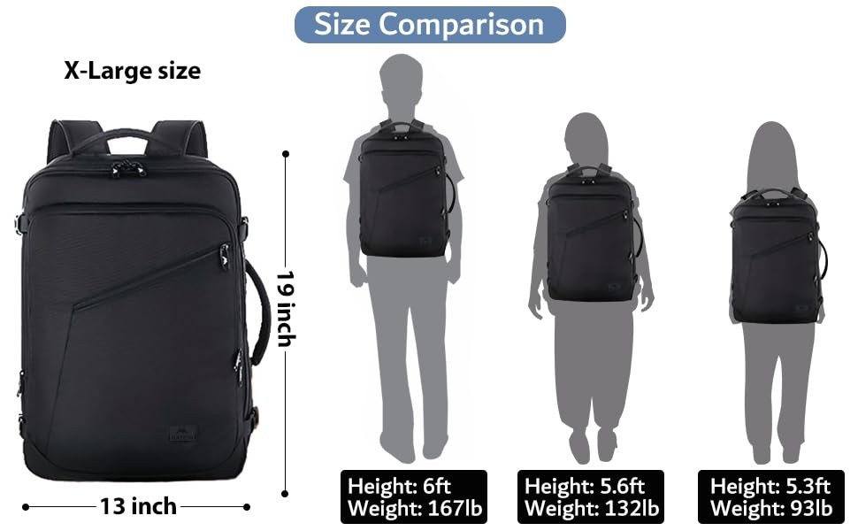 MATEIN Carry on Backpack, Extra Large Travel Backpack X-Large, Black