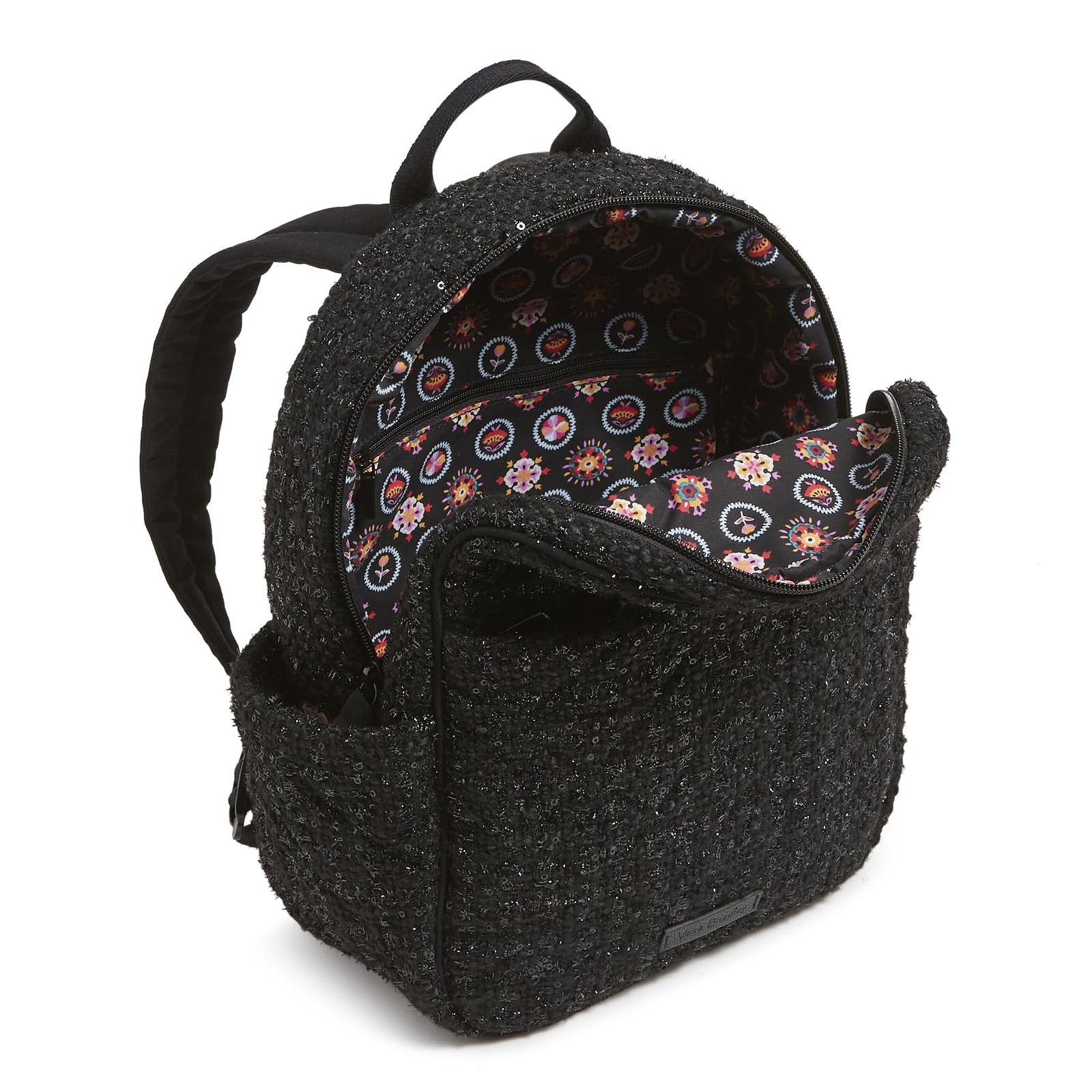 Vera Bradley Women’s Cotton Small Backpack, Black, One Size Size, Black