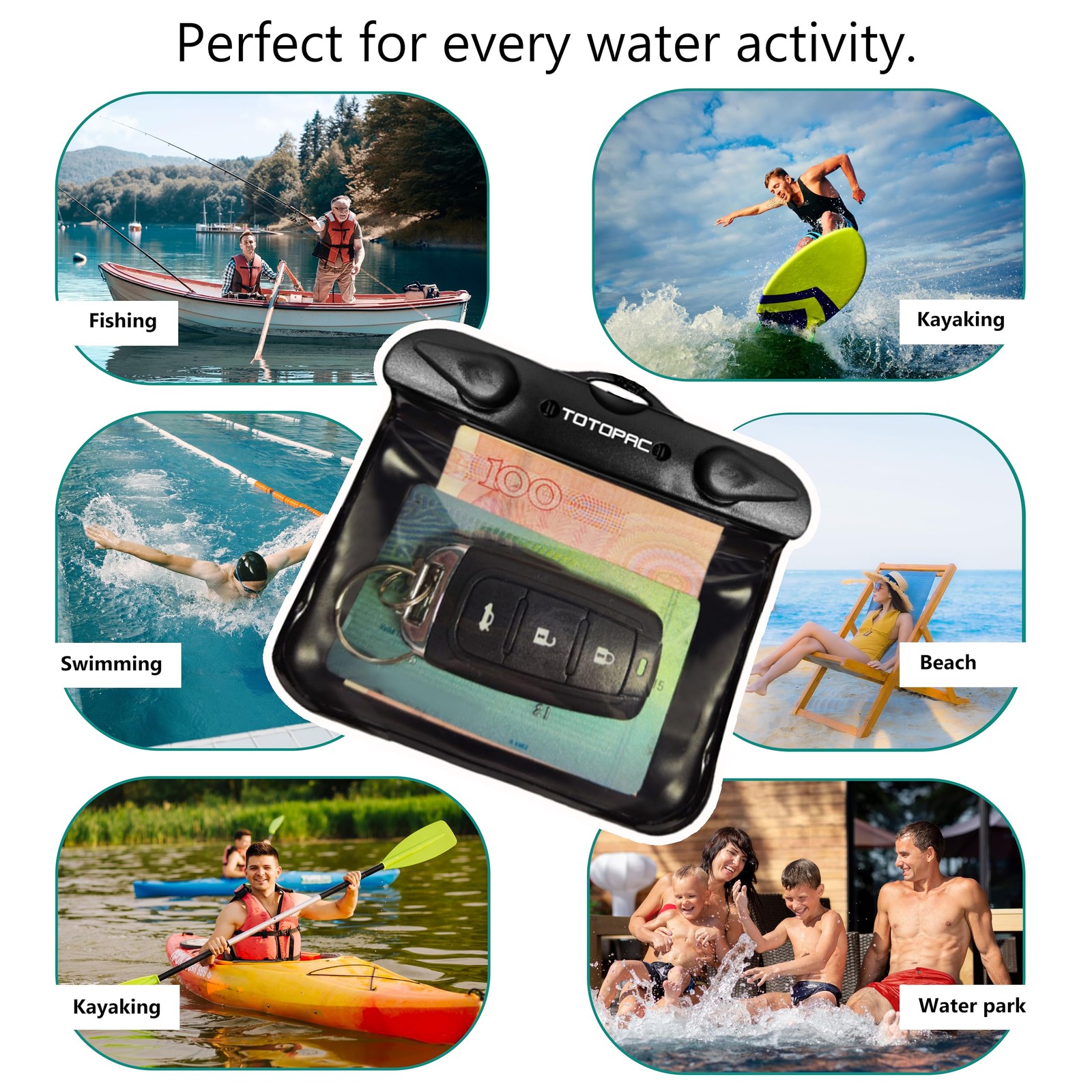 TOTOPAC 2Pack Waterproof Car Key 4.5 Inch X 4 X 0.6 Inch, Black + Orange