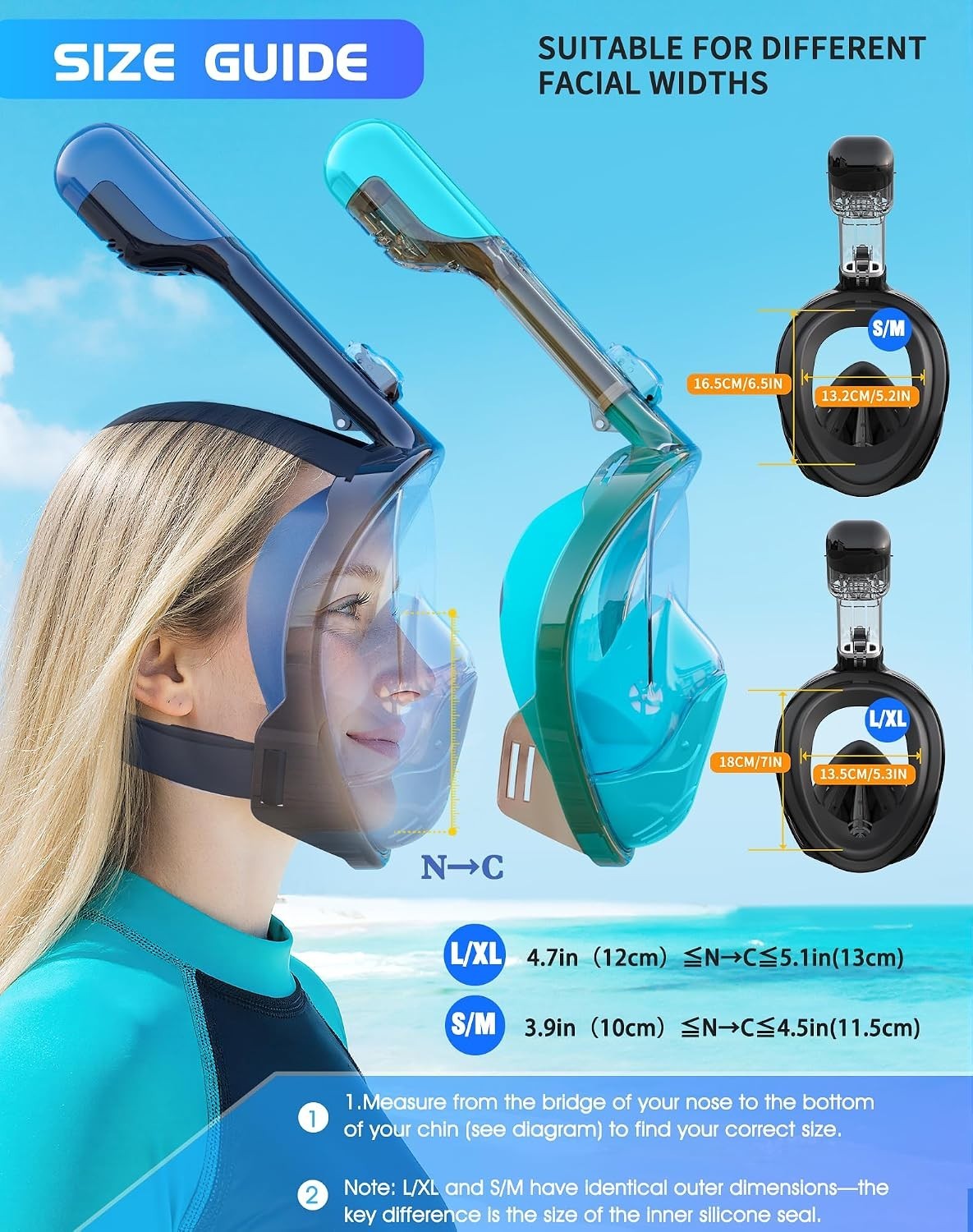 Full Face Snorkel Mask with Detachable Camera Mount
