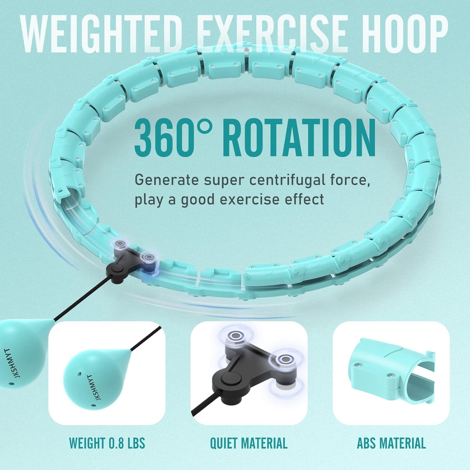 JKSHMYT Weighted Hula Circle Hoops for Adults Weight Loss, Infinity 47″, Cyan