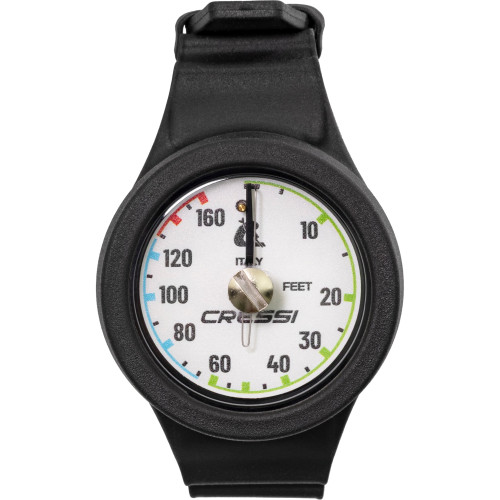 Cressi Wrist Band Depth Gauge with Rubber Housing for Scuba Diving (KC1760130)