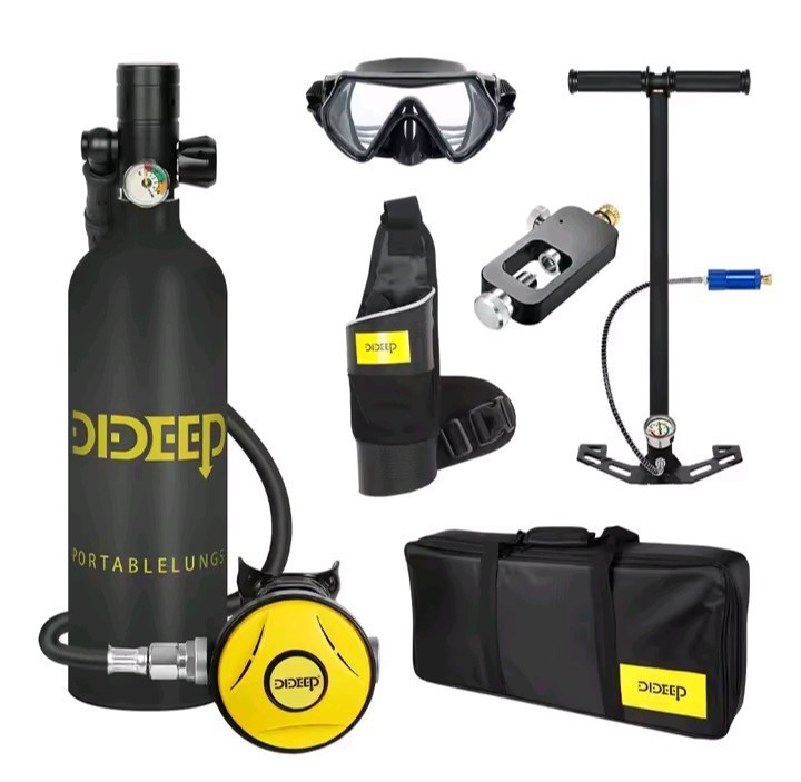 Mini Scuba Tank 1L Underwater Breathing Cylinder 3000PSI Diving Gear Set