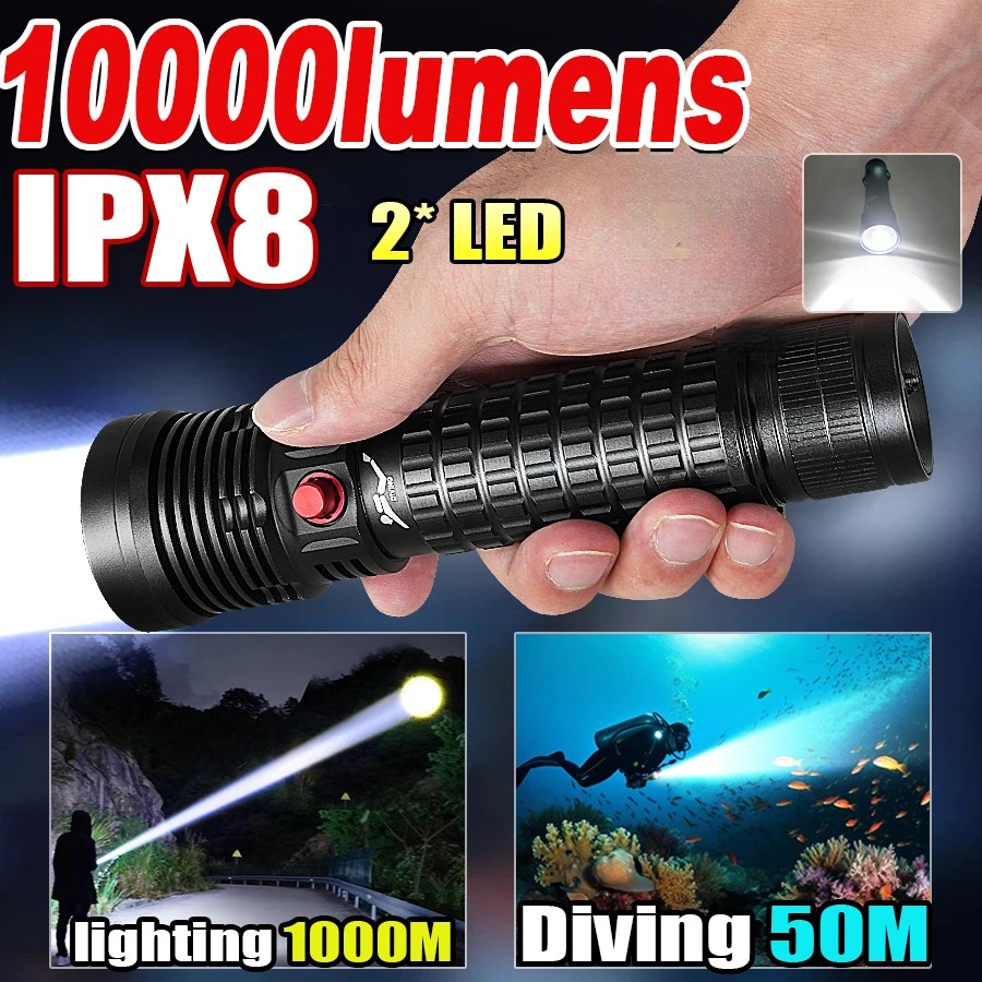 10000LM P70 LED Diving Flashlight Underwater 50M Rechargeable Scuba Torch US