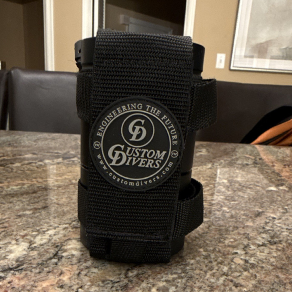 Custom Divers PLB personal locator beacon canister with Black Nylon holster ￼