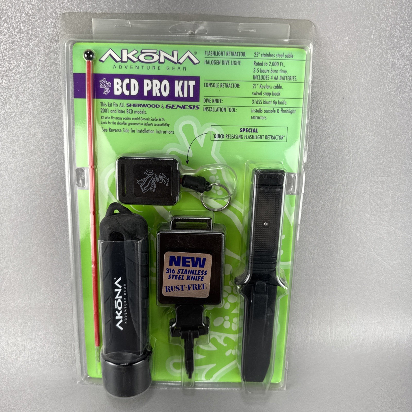 Akona Sherwood & Genesis BCD Pro-Kit Mini Light Accessory Kit Scuba Diving NEW
