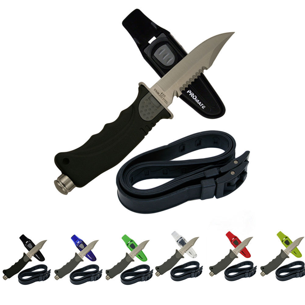 Promate KF503 Sharp Tip Stainless Steel Scuba Dive Snorkeling Diver Knife Straps
