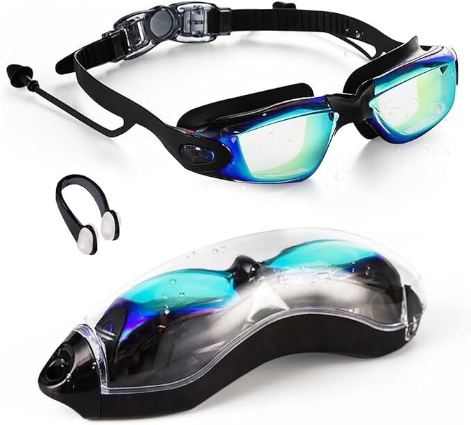 YUSGA SWIMMING GOGGLES FOR MEN &WOMEN – UV PROTECTION, LEAK-PROOF, BLACK