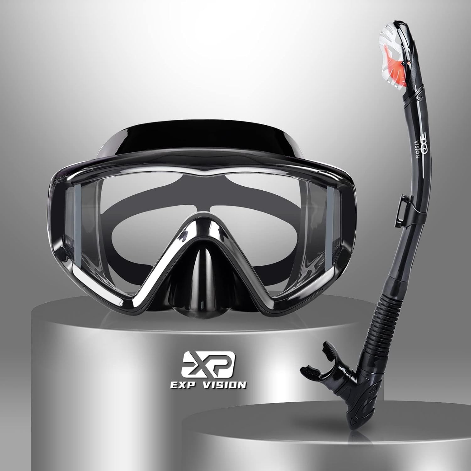 Snorkel Set Pano 3 Window Adult Snorkeling Gear, Professional Snorkel Goggles…