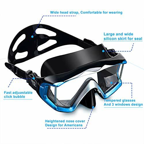 EXP VISION Adult 3 Panoramic View Anti Fog Diving Mask,Tempered Glass Lens Scuba