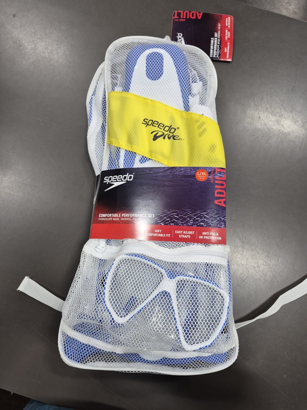 NEW Speedo Dive Snorkel Set (Fins, Mask and Snorkel) Adult L/XL With Carry Case