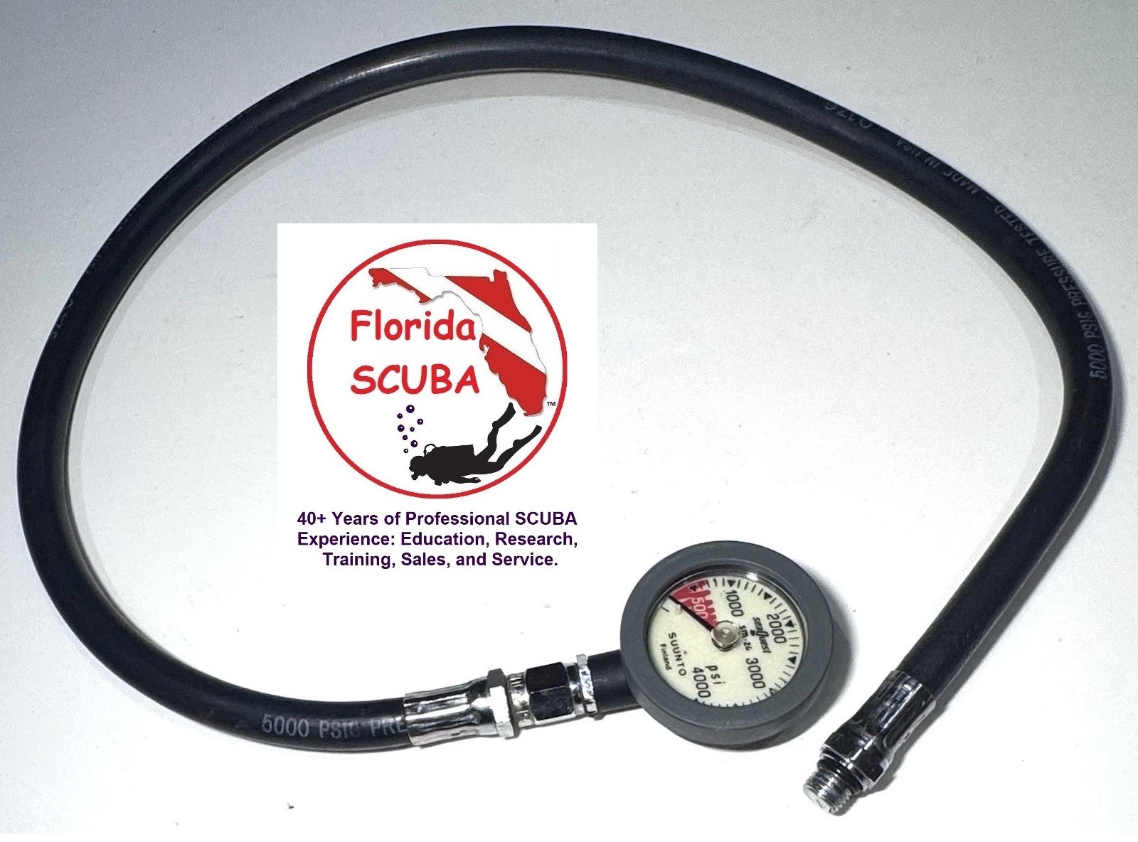Suunto Seaquest SM-26 2″ 4000 PSI SPG Pressure Gauge SCUBA Dive + HP Hose TESTED