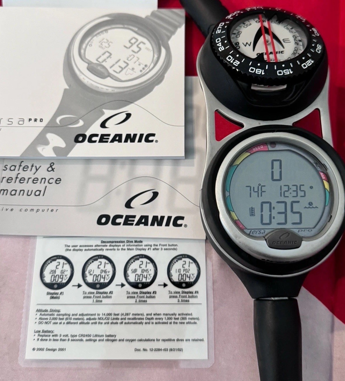 OCEANIC VERSA PRO NITROX COMPUTER CONSOLE ORIGINAL WITH MANUAL FRESH BATTERY
