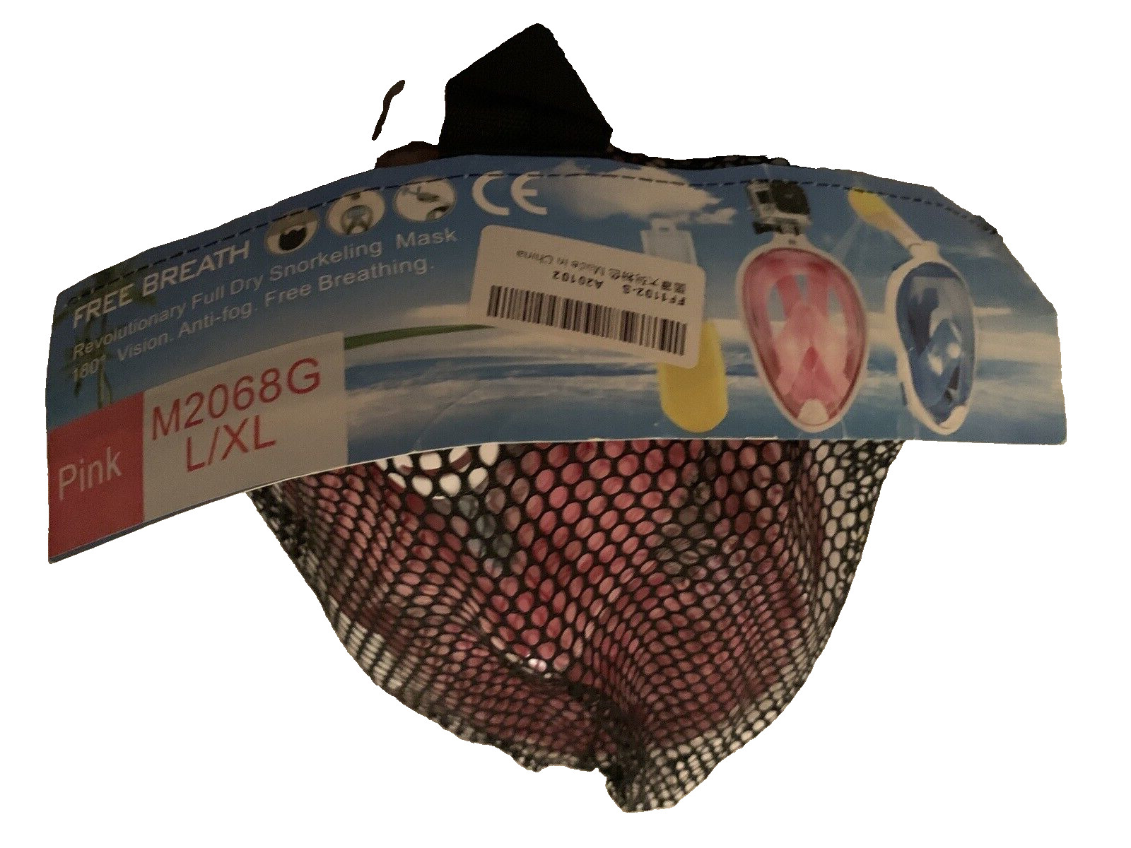 Revolutionary Fully Dry Snorkeling Mask Pink 160 degree Vision L/XL