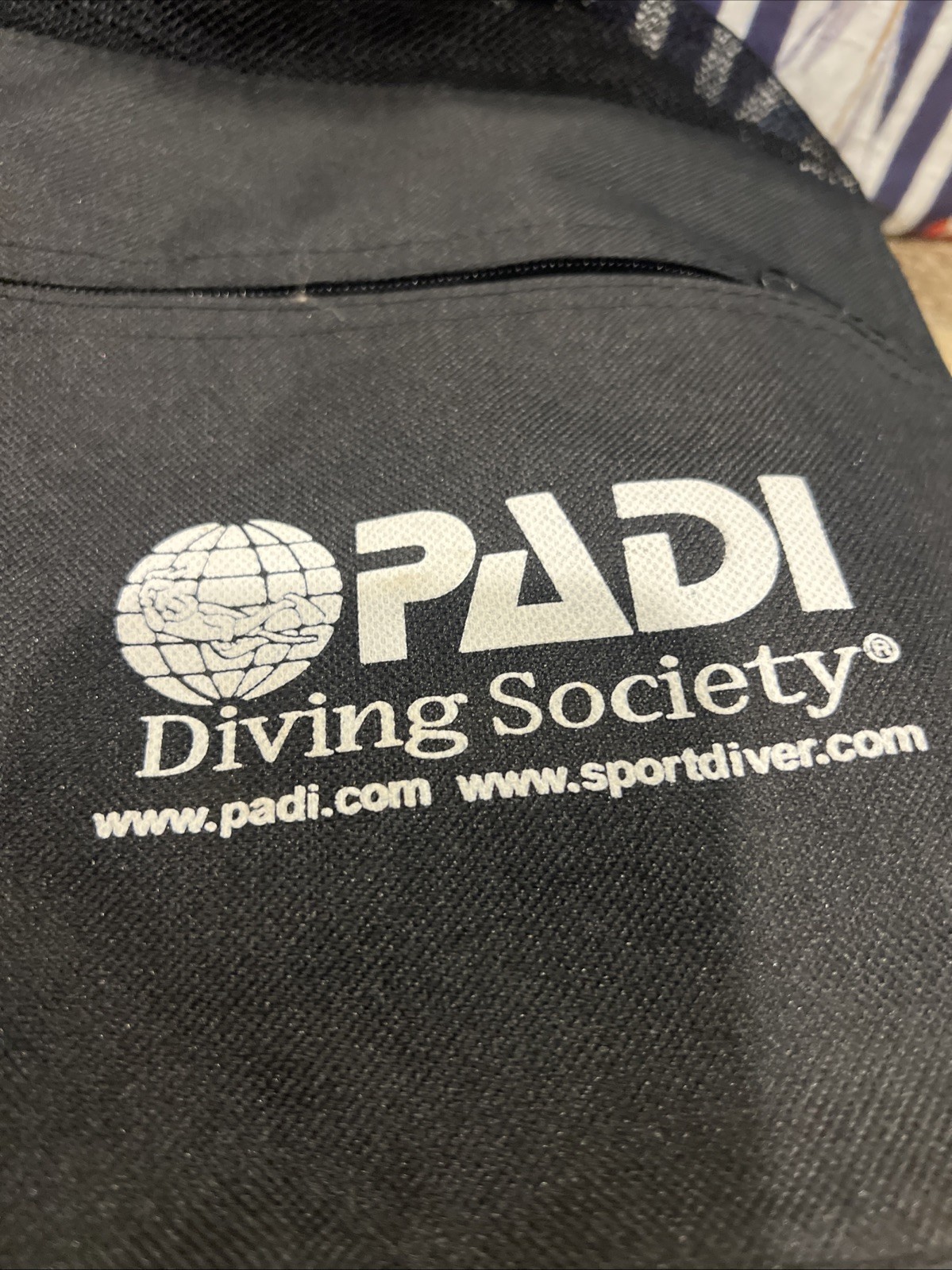 PADI Black Drawstring Backpack Scuba Diving Gear Bag Cord Mesh 1 Pocket