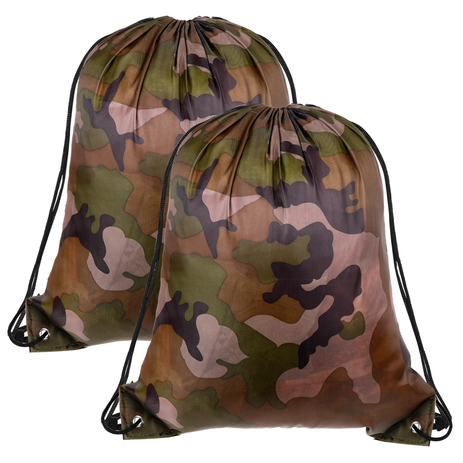 salbsever 2PCS Camo Bag Drawstring 13.8 x 16.5 x 0.7 inches, Camouflage Brown
