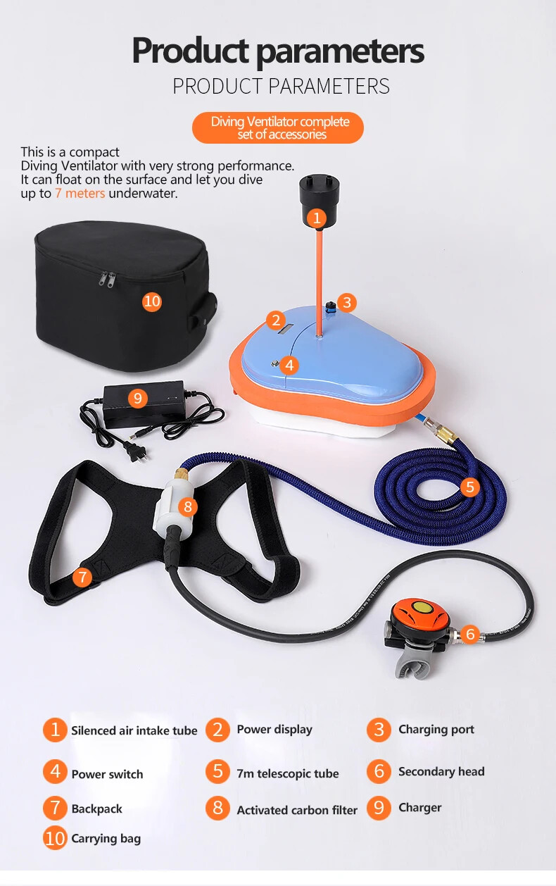Rechargeable Scuba Dive System Scuba Diving Tank 7m Hose Diving Breathing 1Hour