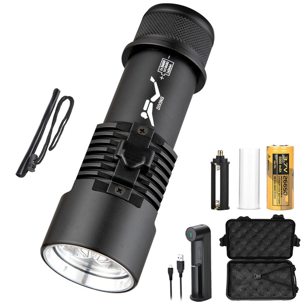 4000 Lumens Scube Diving Flashlight P70 LED 80m Waterproof Adventure Light