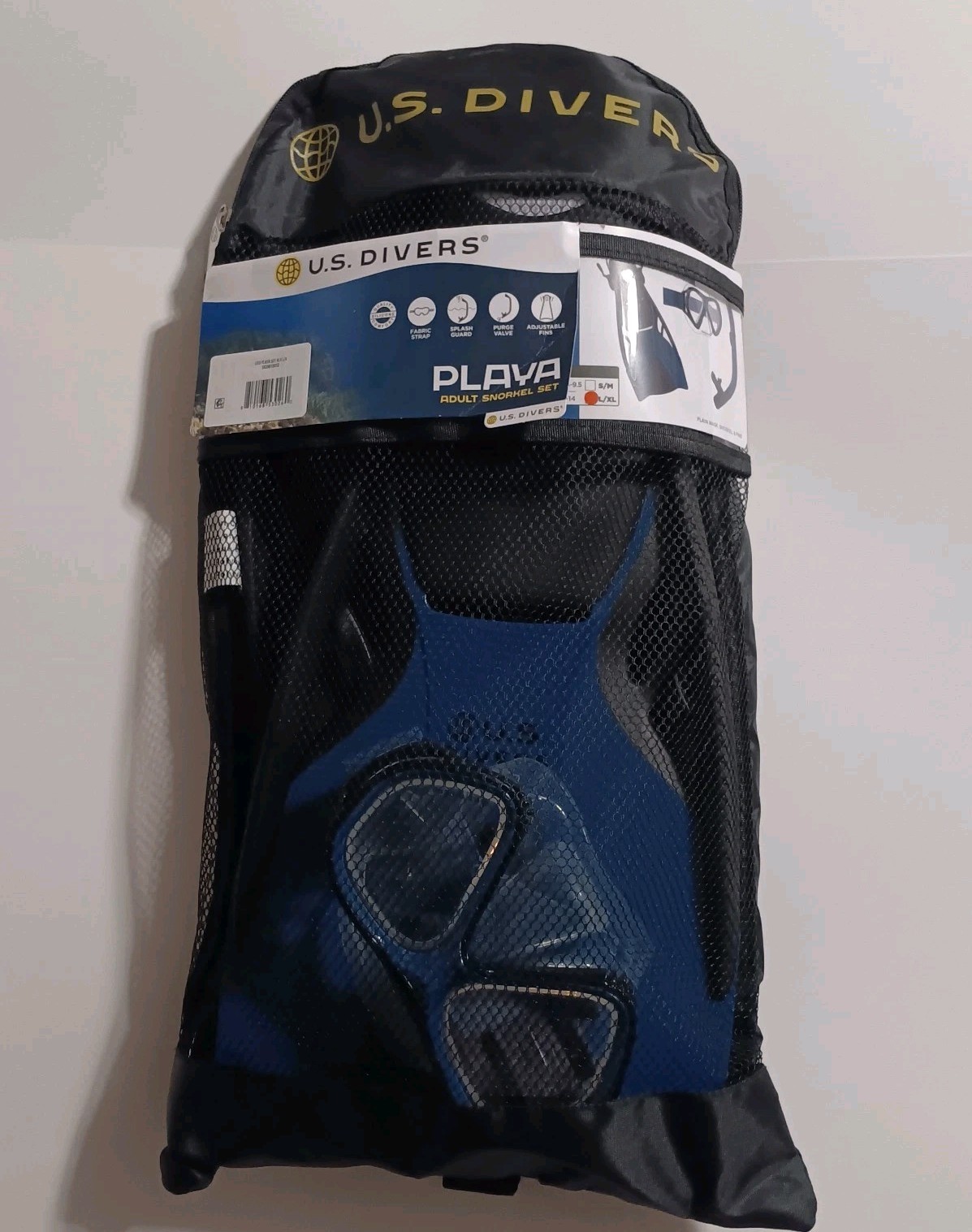 U.S. Divers Playa Adult Snorkel Set size L/XL mask, fins, snorkel and bag NEW