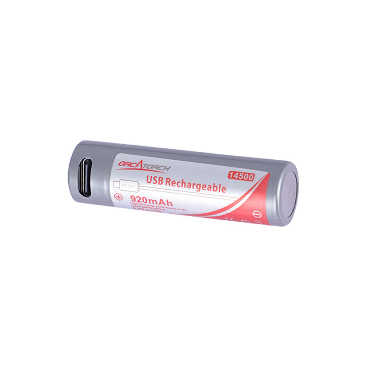 OrcaTorch 14500 USB Type C Rechargeable Battery – 920mAh