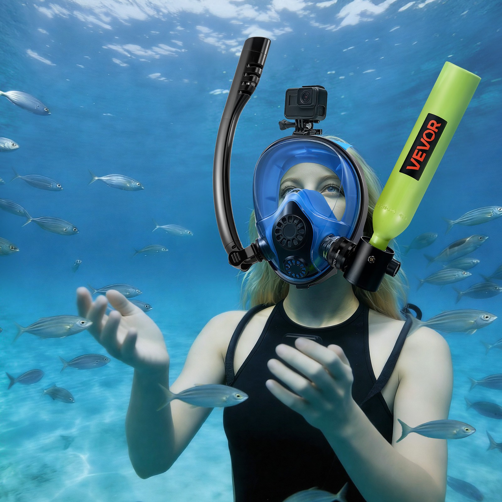 VEVOR Mini Scuba Tank 0.5L Portable Diving Lung Tank with Snorkel Mask 5-10 min