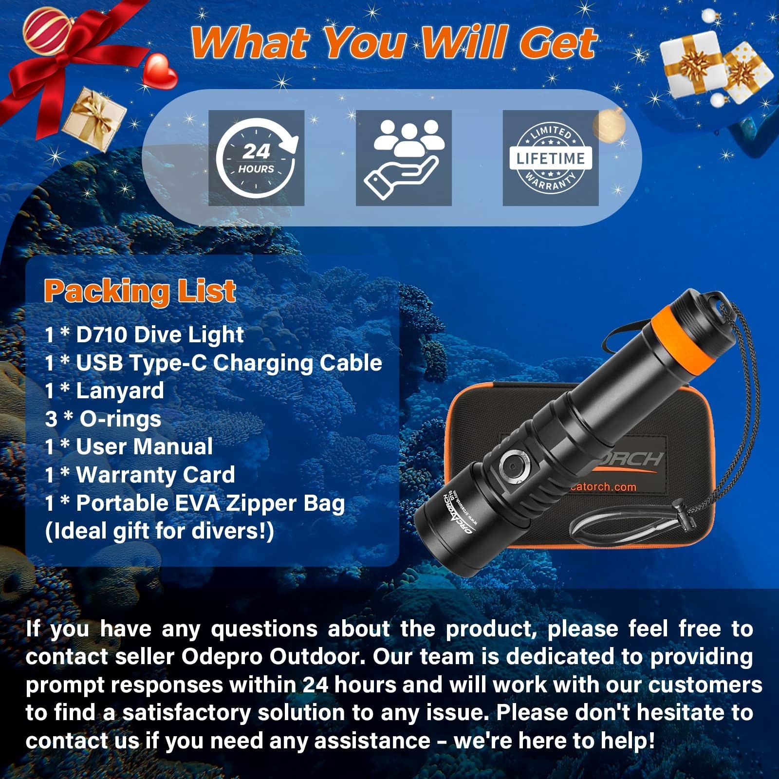 ORCATORCH D710 Scuba Diving Light, 3000 Lumen Super Bright Underwater Flashli…