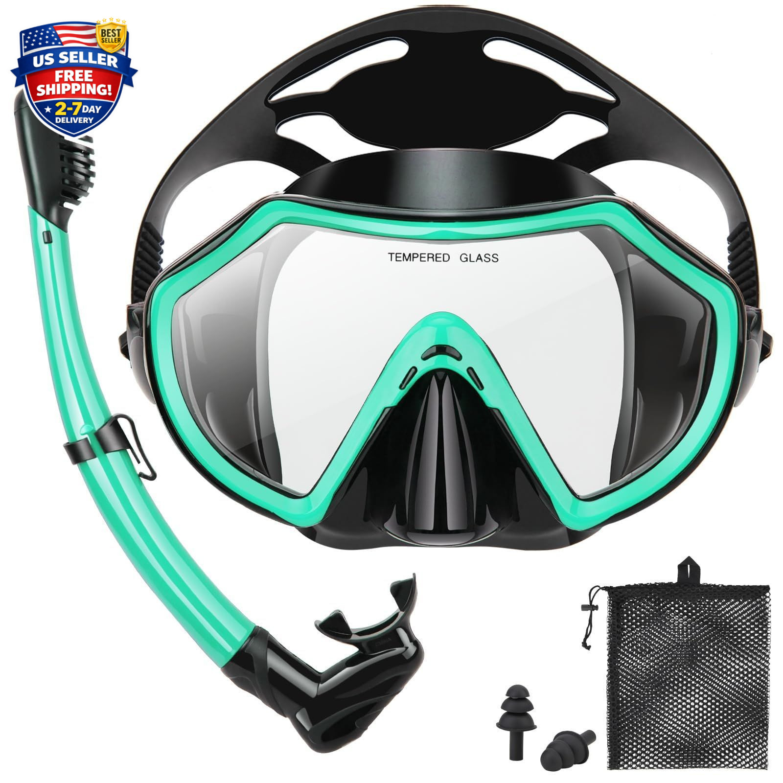 Snorkeling Gear for Adults, Dry Adult Snorkel Set HD Panoramic View Snorkel Mask