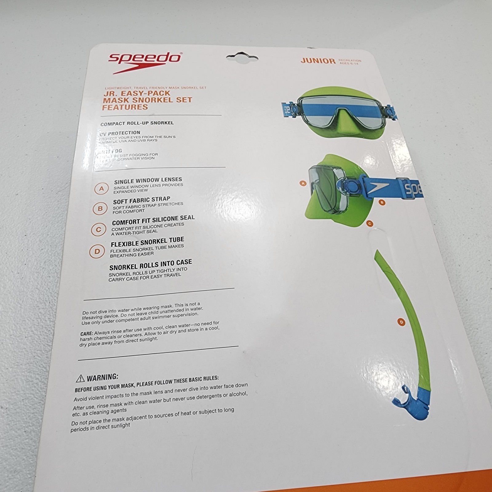 Brand NEW Junior Speedo Snorkel Set In Package