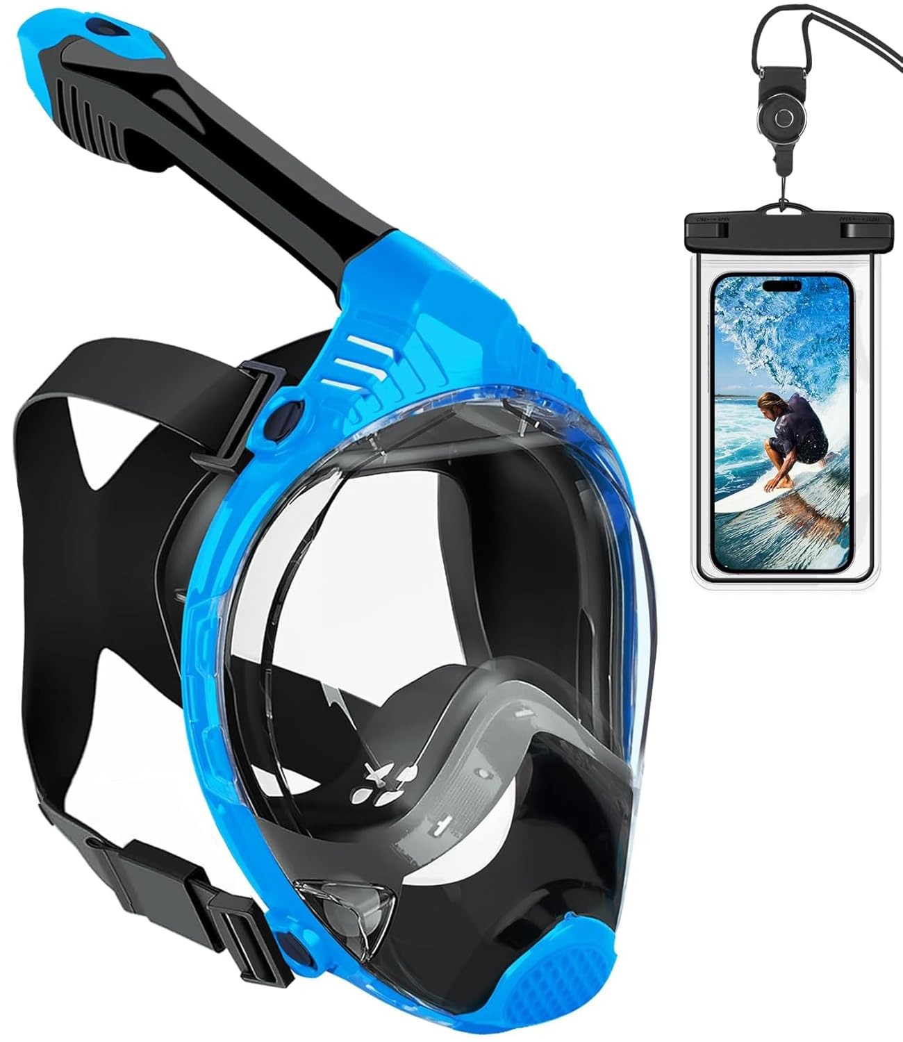 Full Face Snorkel for Adults, Snorkelling Gear with Waterproof Pouch, Unisex …