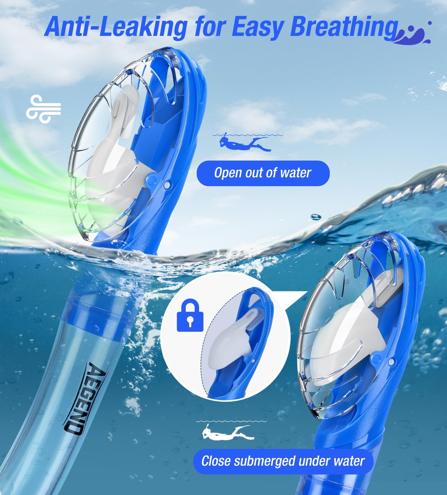 Dry Snorkel for Adults & Youth Top Valve Snorkeling Gear for Diving