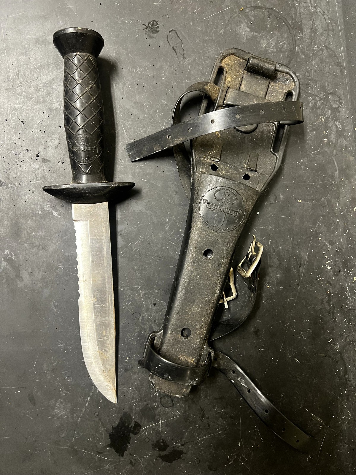 🔪Vintage Aqua Lung Divers SS Knife JAPAN Steel Scuba Diving FREE SHIPPING!!!!!!