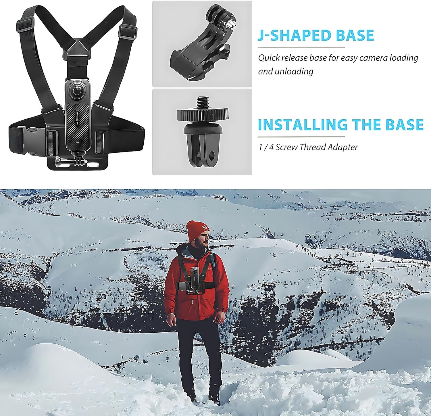 Adjustable Chest Mount Harness for Insta360 X5 X4 X3 X2 X ACE Pro ONE RS R GO 2