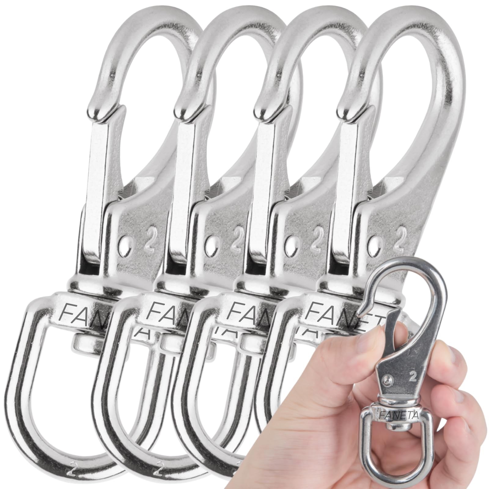 Stainless Steel Swivel Eye Snap Hooks Flag Pole Clips Marine Grade Scuba Divi…