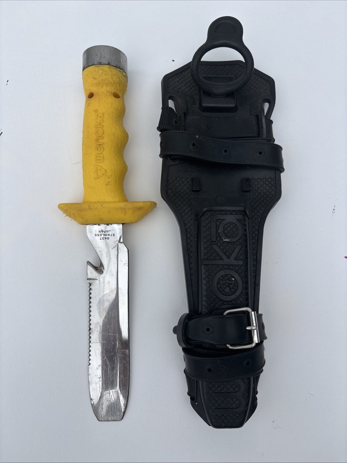 2 Deep Ocean Knives Wenoka Dive Knife 8437 Japan Yellow With Holster Deep See
