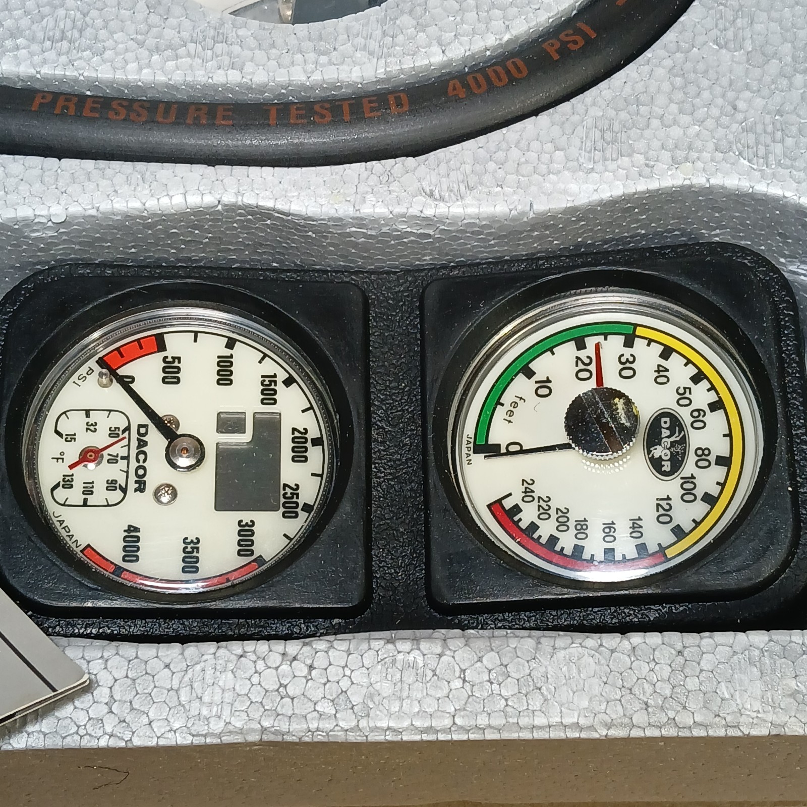 Dacor Vintage Dive Gauge Console SPG 240ft Depth 4000psi Brand New w/ Documents