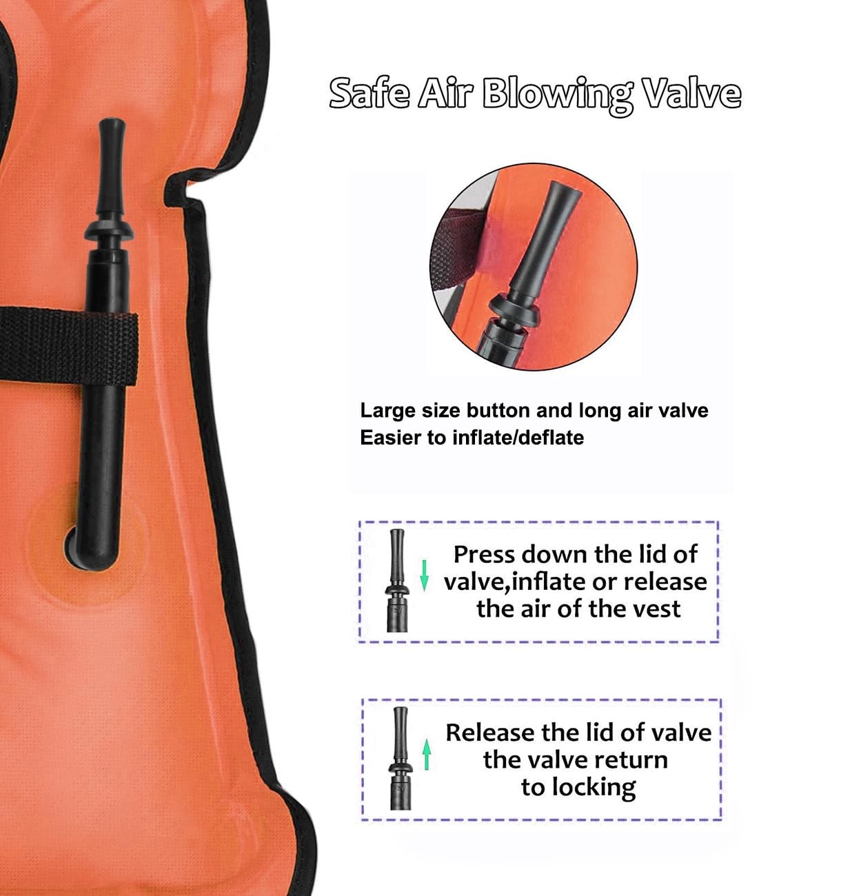 Inflatable Snorkel Vest for Kids, Portable Snorkeling Jackets Child, Orange