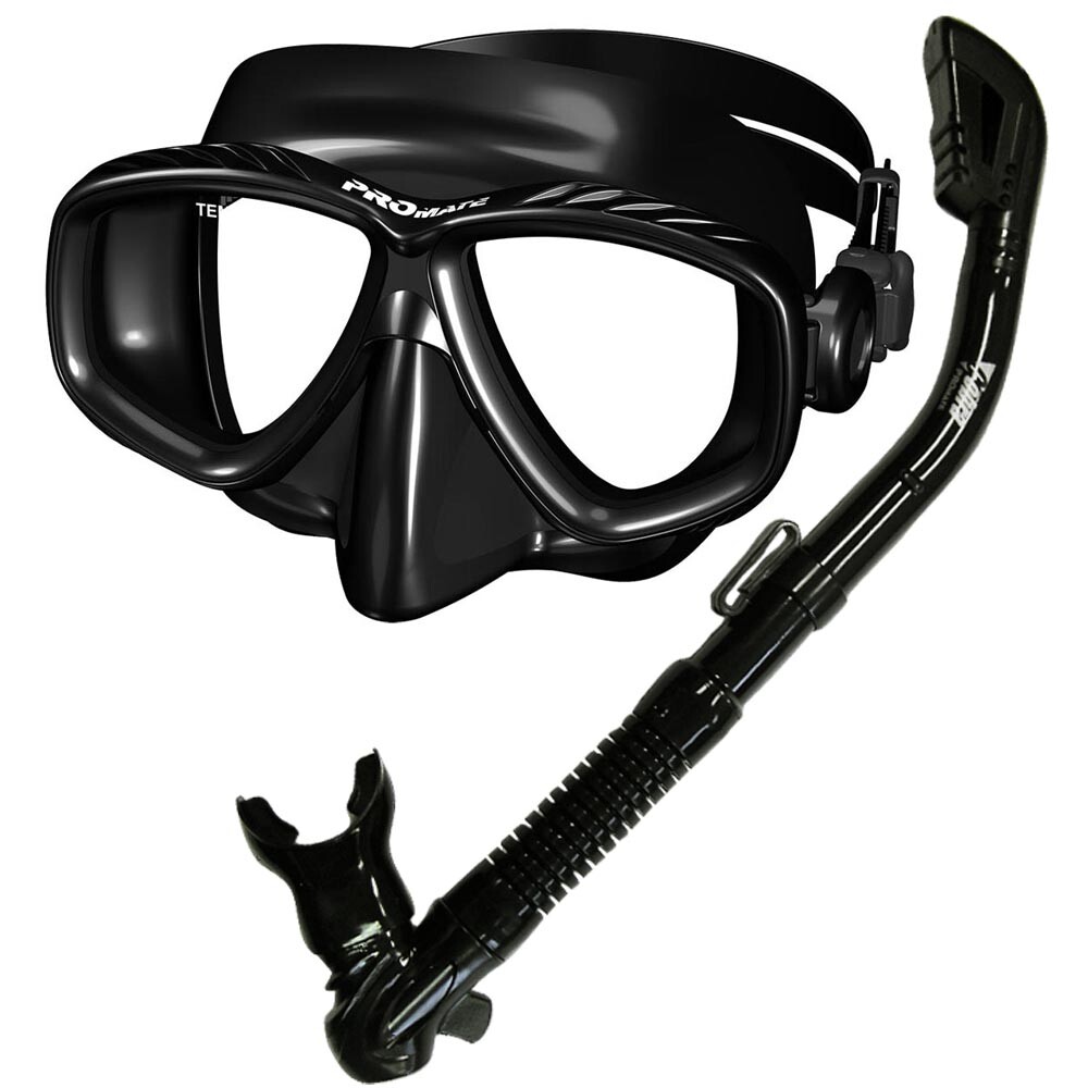 Promate Scuba Dive Snorkeling ProSlender Purge Mask Cobra Dry Snorkel Gear Set