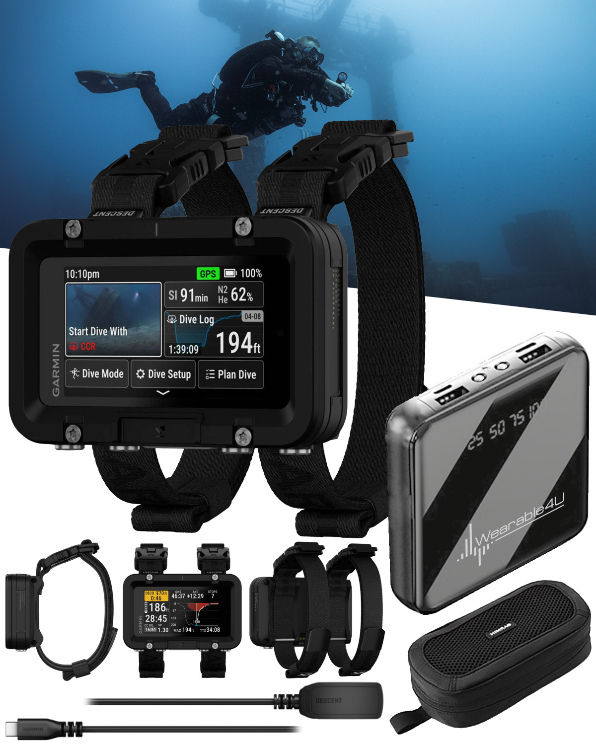 Garmin Descent X50i Premium Dive Computer 3″ Display GPS Air Integration w PBank