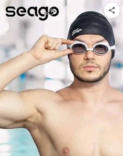 Seago New In case Swimming Goggles Anti-fog Anti-UV Silicone White and Blue