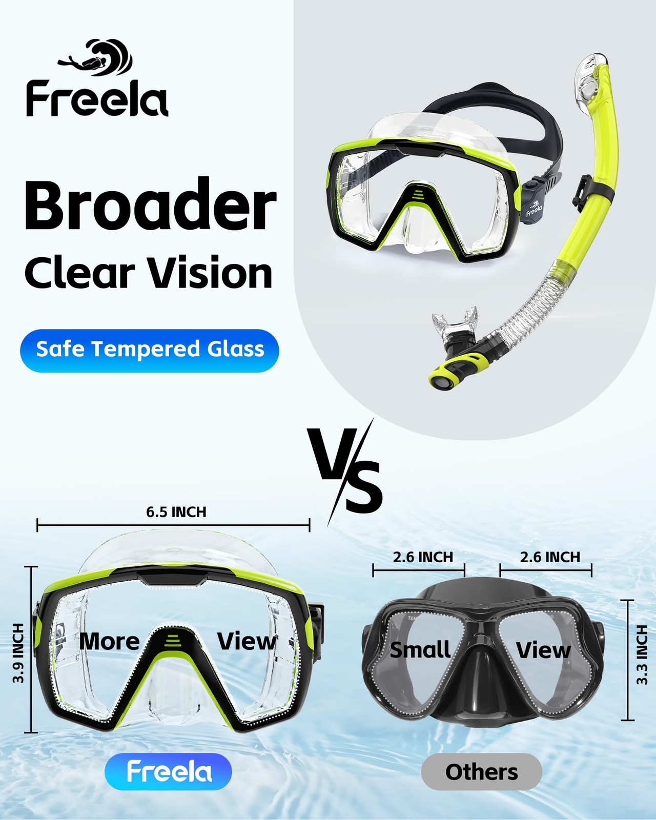 Freela Adult Dry Snorkel Set Scuba Diving Mask with Nose Cover, Safety Temper…